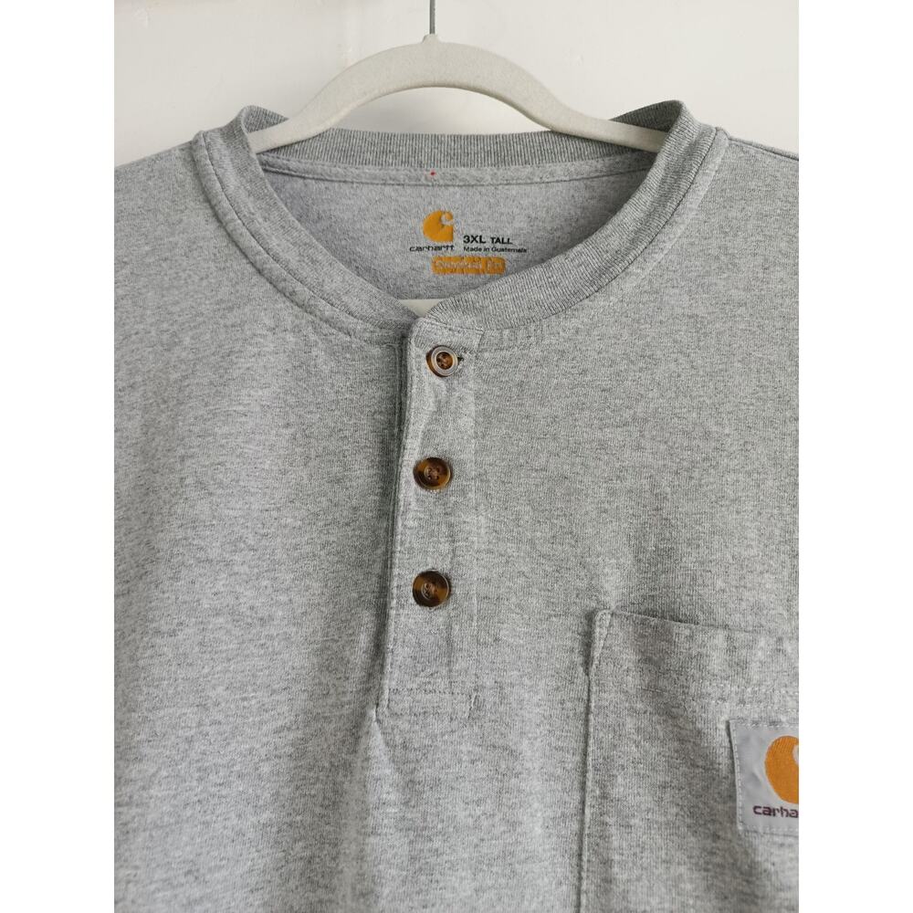 Carhartt Men's K84 Short Sleeve Henley T-Shirt - Grey (3XL) - Picture 5 of 12
